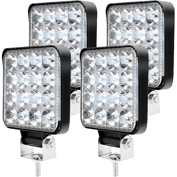 4 stk 48w led arbejdslys, 12v bil led spotlight vandtæt Ip 67, led arbejdslys til bil lastbil Traktor Suv båd (4 stk)