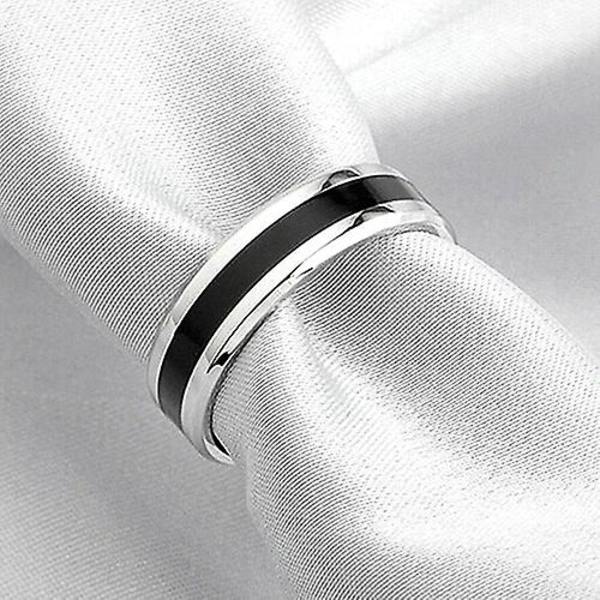 Menn Kvinner Svart Band Ring Titan rustfritt stål Mote smykker elsker gave 6mm US 12