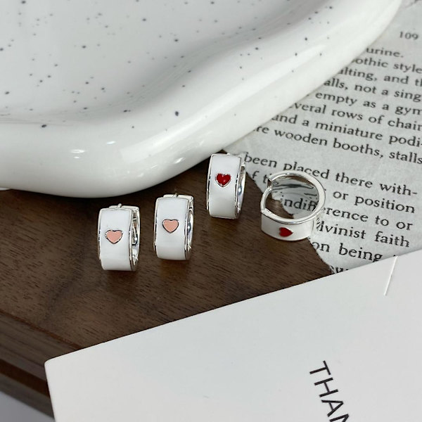 Ørering Heart Stud S925 Sølv modesmykker Ac5052 red