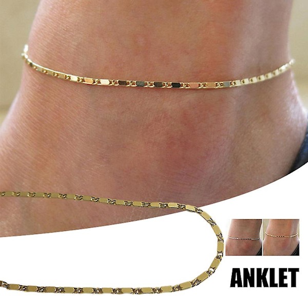 Slank ankel Armbånd Plating Ankelkjede For kvinner Jenter Smykker Gave One Size 29cm Gull Silver