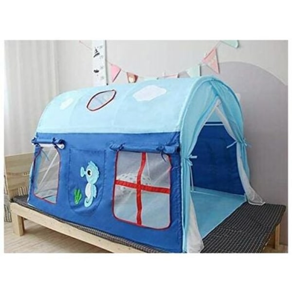 Pelaa Tent Garden Game Housea irrotettavalla sängyllä Child Girl Boy -pojalle - Blue House