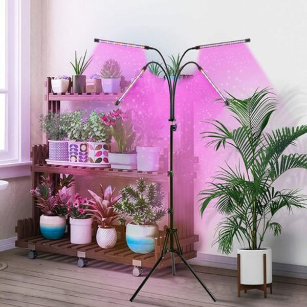 Plant Light, Plant Grow Light med stativ, LED Plant Grow Light Trädgårdsodling Blommande 4 Heads Full Spectrum Grow Light