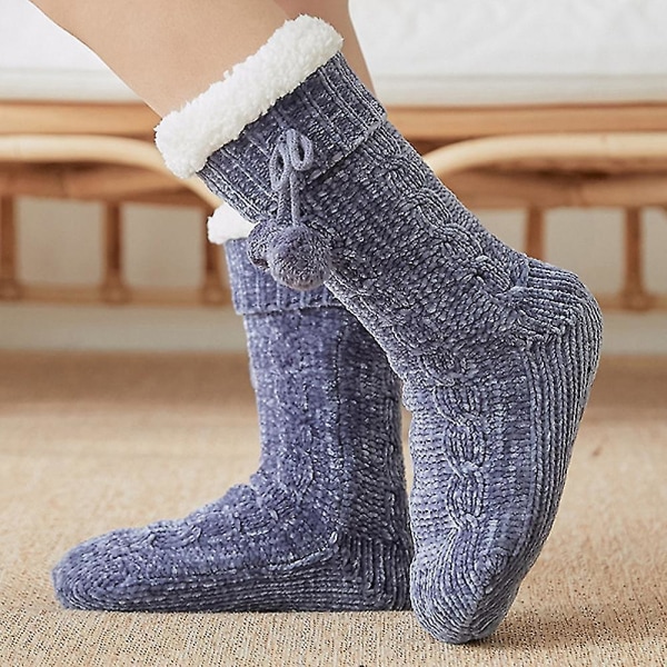 Kvinnor Thermal kalvstrumpor. Tofflor varmare strumpa Blue