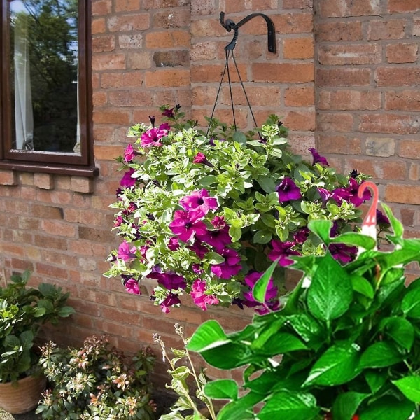 Vegghengende plantekrok, planteveggkrok, 2 sorte veggkroker, egnet for innendørs og parker, hengende blomsterpotter, lykter