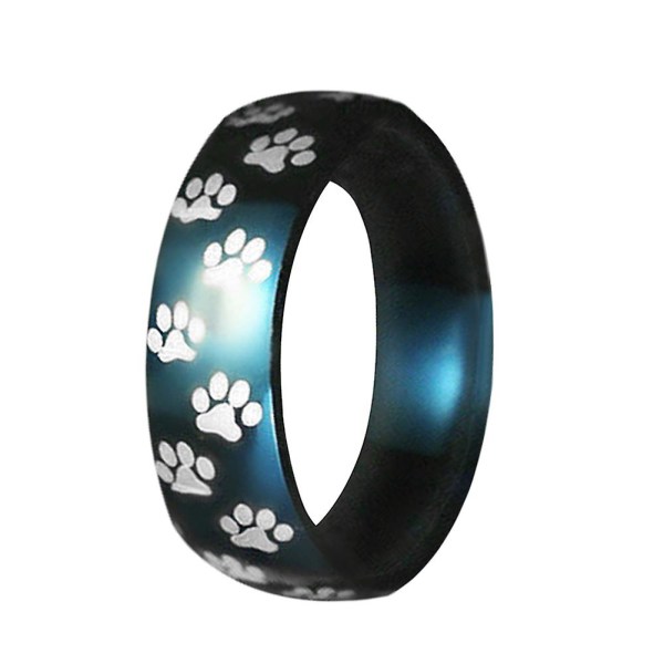 Mænd Kvinder Cute Animal Paw Print Titanium Stål Finger Ring Smykker Fødselsdagsgave Silver US 9