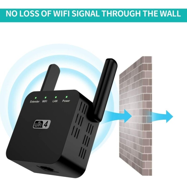 Svart europeisk standard wifi-forlenger praktisk plug-in trådløs signalforsterker,