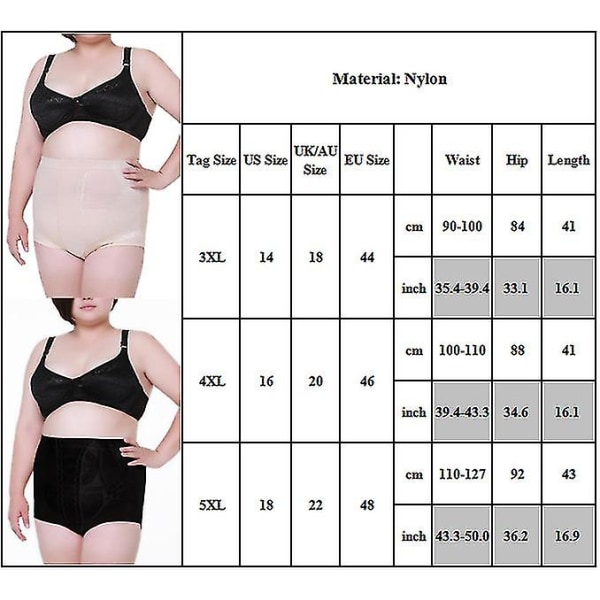 Kvinner Body Shaper Bum Lift Bukser Mage Undertøy Plus Size Black 5XL