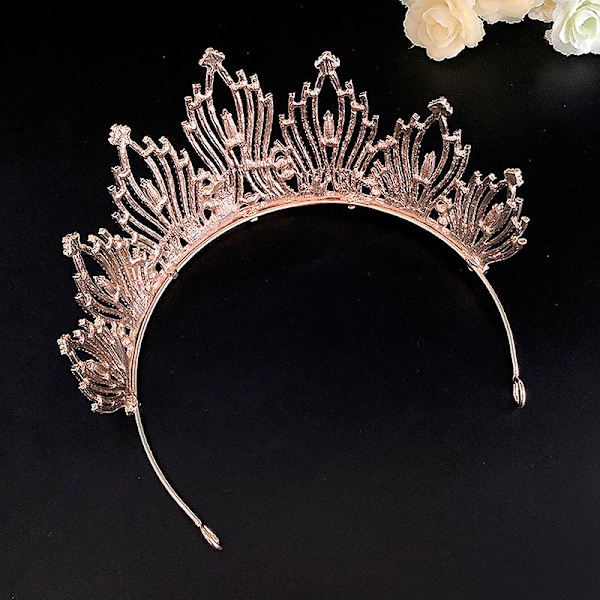 Brudekrone Hodeplagg Bryllup Bursdag Krone Hodeplagg Rhinestones Retro Luksus Hårtilbehør For Gold