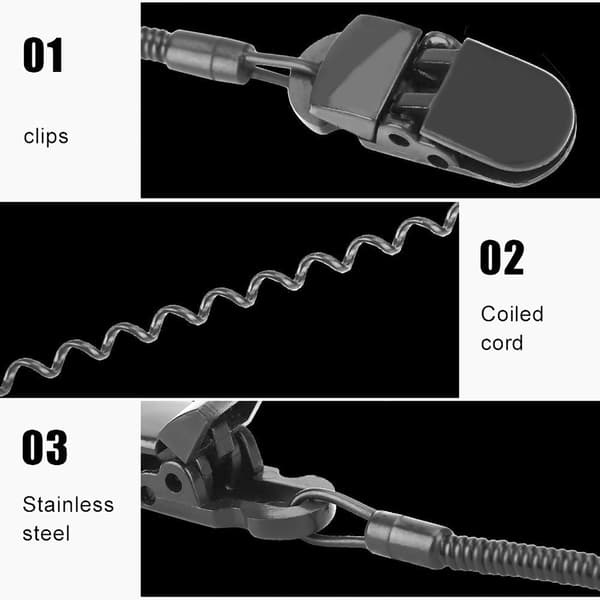 Sort Hattesnor med Hætteclips, Spiralledning, 3-pak