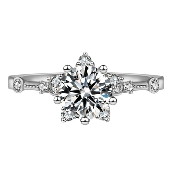 Kvinnor Shining Zircon Snowflake Open-end Ring Retro Circlet Smycken Par Present White Gold