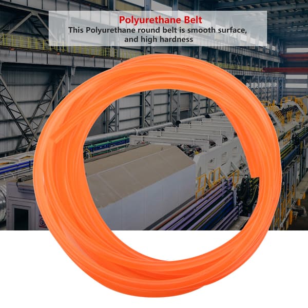 Orange PU Polyurethan Rundrem Glat Overflade Drev Transmission 8mm Diameter 5m Længde