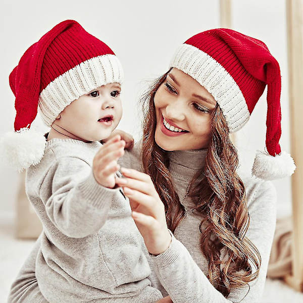 Joulun lämmin äiti baby neulottu hattu 2pcs