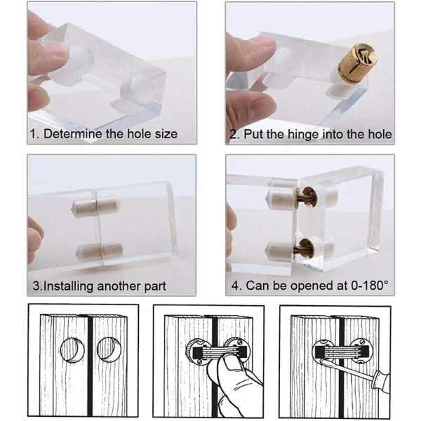 4stk 8mm per ord kobber skjult hengsel rent kobber sylindrisk hengsel messing skjult hengsel skjult tønnehengsel，For hjem