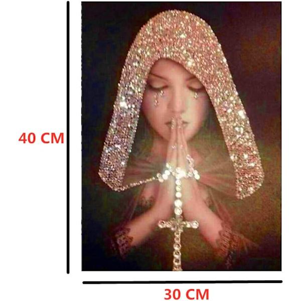 Tee se itse 5D- diamond painting , 5D-DIY diamond painting : rukoileva kauneushahmo, taidekäsityöseinäkoristelu - 30*40cm,