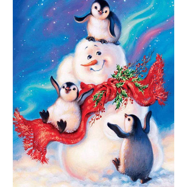 5D Diamond Painting Kit Diamond Painting Penguin Snowman 40*50cm Full Diamond,