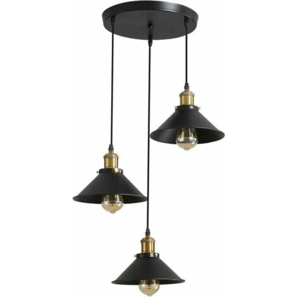 Retro teollinen kattovalaisin 3 valoa kattovalaisimet Design Edison metallikattokruunu riippuvalaisin pyöreällä levyllä