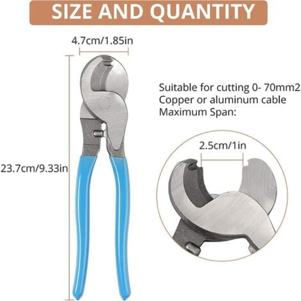 Krymptångssats, AWG 10-0 Justerbar presstång 6-50mm² Wire Terminal Crimp Tool Multifunctional Cable Cutte