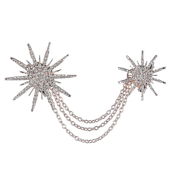 Vintage smykker Spænde Pin Brocher Crystal Snowflake Rhinestone Brocher til kjole Banket Gold