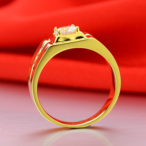 Menn Bling Rhinestone innlagt bryllupsfest Wide Band Ring Finger Smykker Gift White Gold US 9