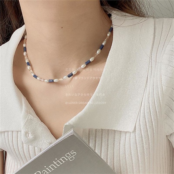 Halskjede Pearl Crystal Choker Fargerike motesmykker Ac1241