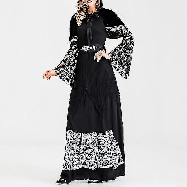 Halloween kostumer Kvinder Outfit Kjole Kappe Bælte Sæt XL