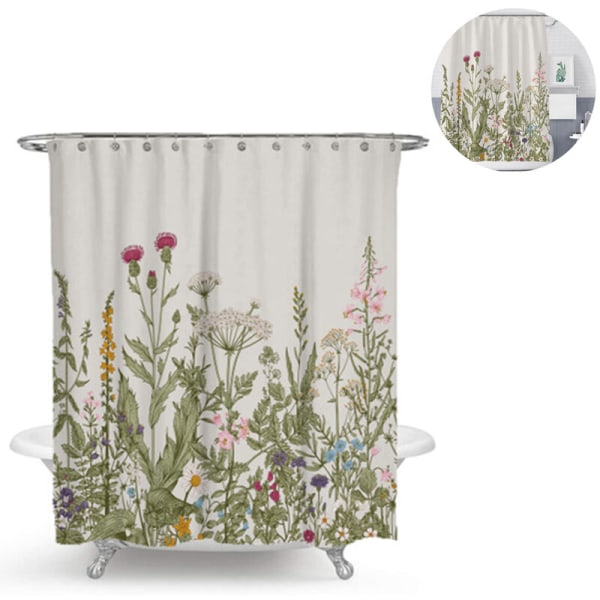 180cm*180cm Färg Blomma Duschdraperi Badrumsgardin Polyester Vattentät Duschdraperi