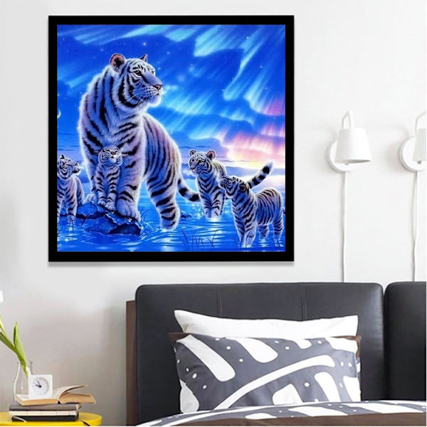 5D DIY Diamond Set Full Diamond Diamond Painting Väggdekaler för vardagsrum, Tiger (12X12inch/30X30CM),