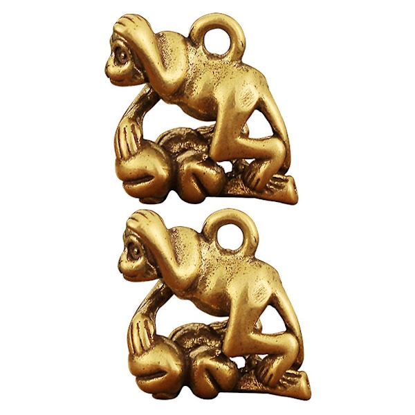 2stk Monkey Modeling Pynt gør det selv nøglering vedhæng Unikt messinghåndværk