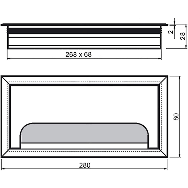 Rektangulært kabeldeksel 80x 280 mm for innfelling på kontorbord Kabelorganisering for møbler Aluminium Sølv anodisert kabelgjennomgang Kabeldekselpakke