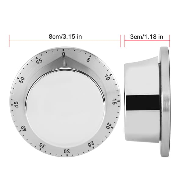 Magnetisk Base Sølv Mekanisk Køkken Timer