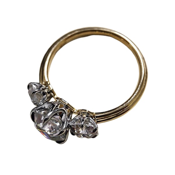 Kvinner Ring Firkantet Form Dobbel Farger Smykker Geometrisk Cubic Zirconia Finger Ring Bursdagsgaver Golden US 8