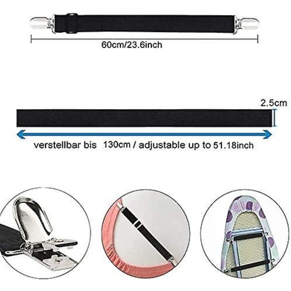 Unik Store 4 Stk Elastisk Lakken Båre, 60-130cm Justerbar Elastisk Sengetøj, Bårer Passer Alle Senge Og Madrasser, Sort