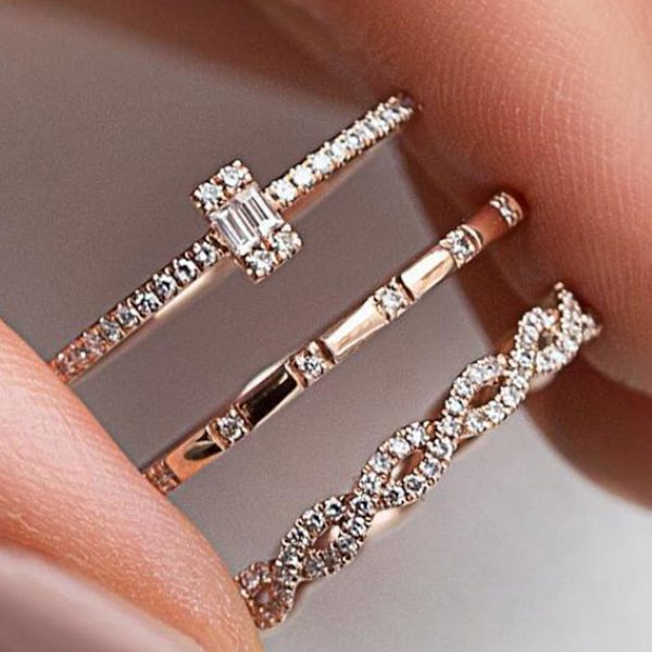 3st/ set Ring Kit Dekorativ Minimalistisk Distinkt Individualitet Finger Ring Set för dagligt bruk US 10