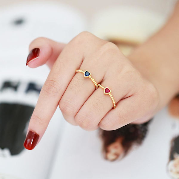 Ring Vintage Zircon Heart Stud Modesmycken Ac10008 Black