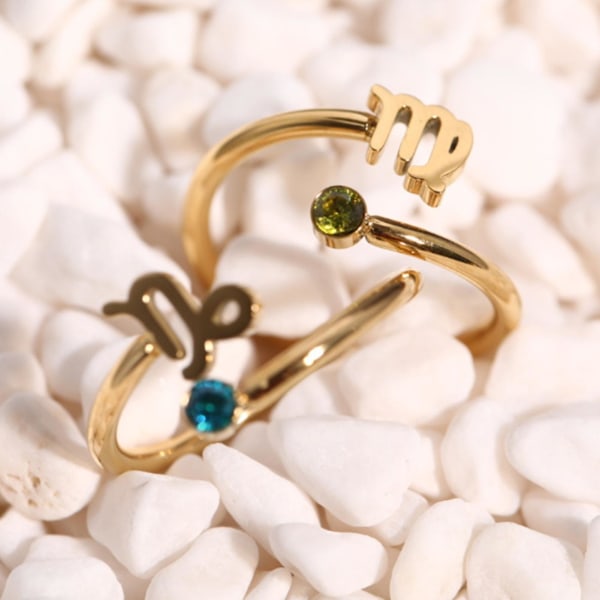 Kvinder Ring Constellation Rhinestones Klassisk mode Udseende galvanisering fingerring til dagligt slid Sagittarius