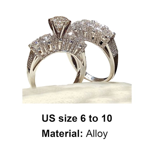 2st/ set Parring Strass Inlagd Blank Lyxstil Utsökt Fingerring För Bankett US 7 2Pcs or Set