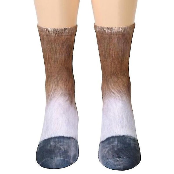 3D Funny Unisex elastinen print Animal Paw Feet Crew Socks Horse
