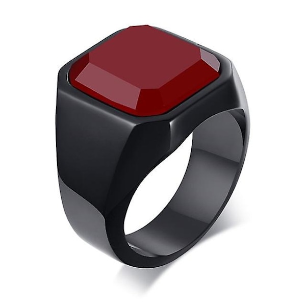 Mannlige Punk Rock Glatt 316l rustfritt stål Cubic Zircon Ring For Menn Hip Hop Party Mannlige Bryllupssmykker Black red