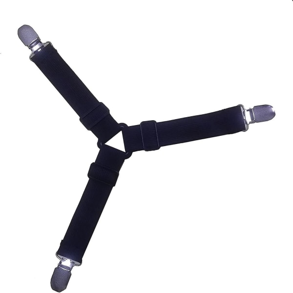 4 stycken justerbara lakanfästen Elastiska triangelhängslar Gripper stödrem Clips för lakan, madrassöverdrag, soffkudde och armbåge