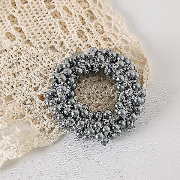 2st Full Pearl Stretch Hårband Tjock Solid Dekorativ Hästsvanshållare med hög elasticitet Huvudbonader OPP Bag gray