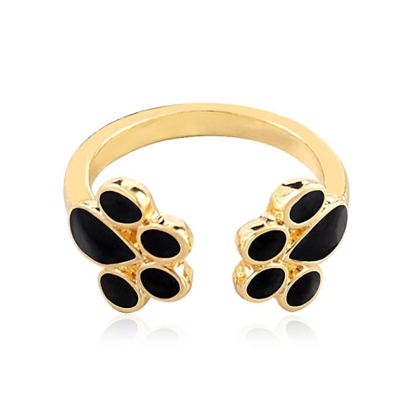 Mode söta kvinnor sällskapsdjur katt hund valp print öppning finger ring smycken gåva Golden