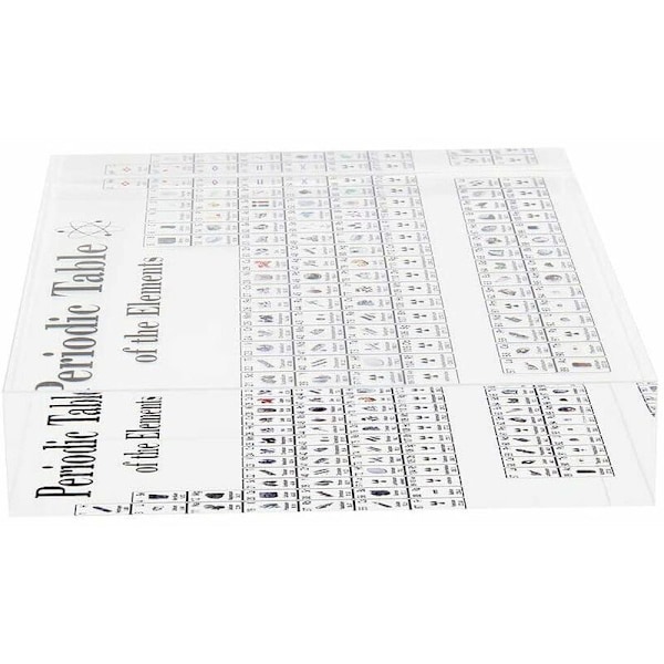 Tryckplåt 170*120*24mm Svartvitt element Kristallfärg Periodisk tryckplåt Periodiska systemet för kemiska grundämnen