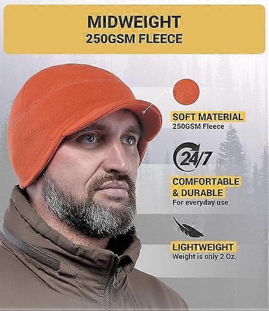 Fleece vinterlue med skygge - Menn - Øreklafflue Orange