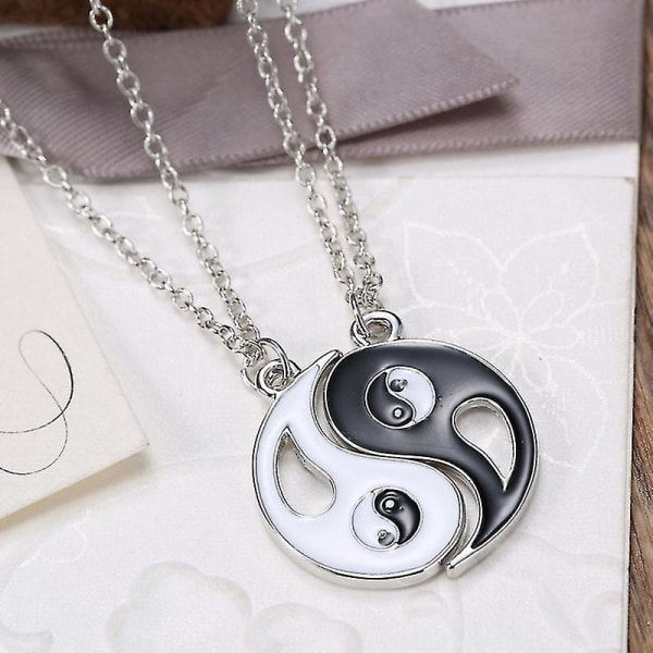 2st Yin Yang hänge Halsband Svart Vit Par Vän Vänskap Smycken Presenter Hfmqv