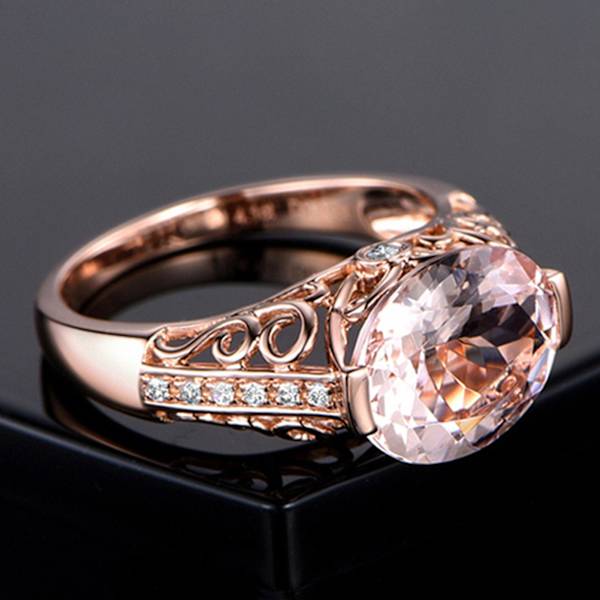 Kvinnor Ring Faux Morganite ihåliga smycken galvanisering långvarig fingerring för bröllop US 10