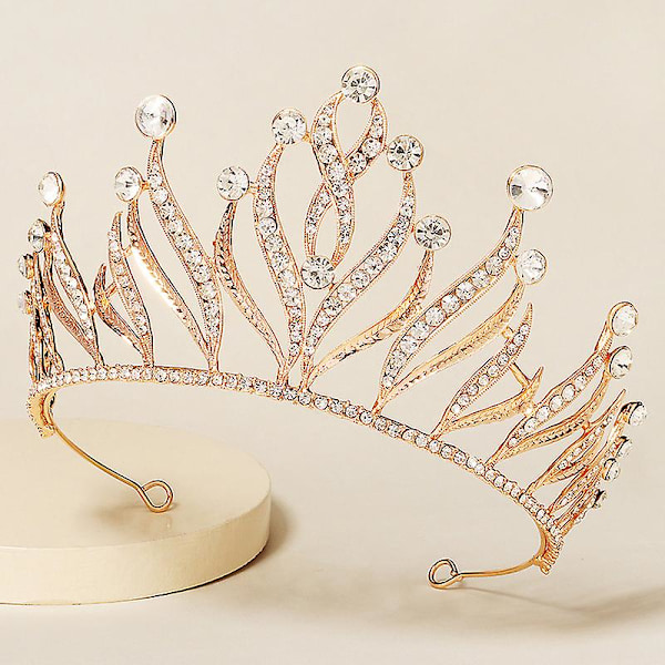 Kvinner brudekrone hodeplagg skinnende rhinestones pannebånd pannelugg fast hårløkke til bryllupsfest Silver