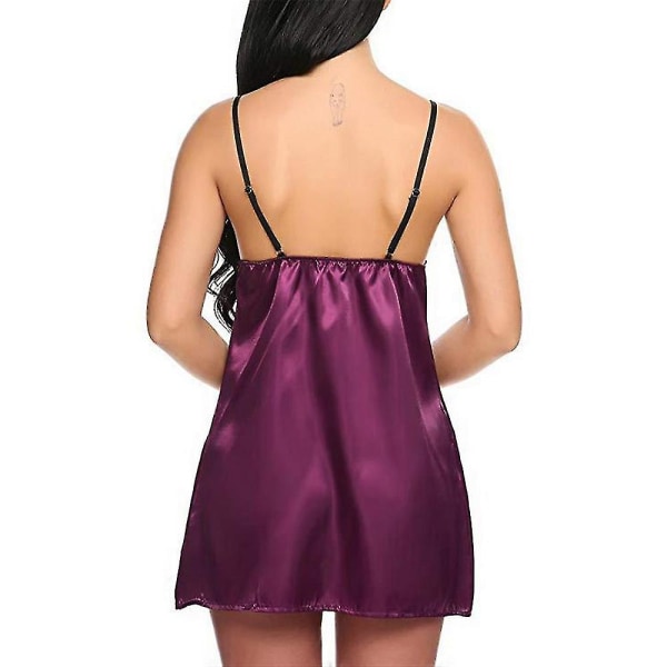 Kvinnors sexiga spetsar Bodysuit Underkläder Set Sling Nattlinne Purple L