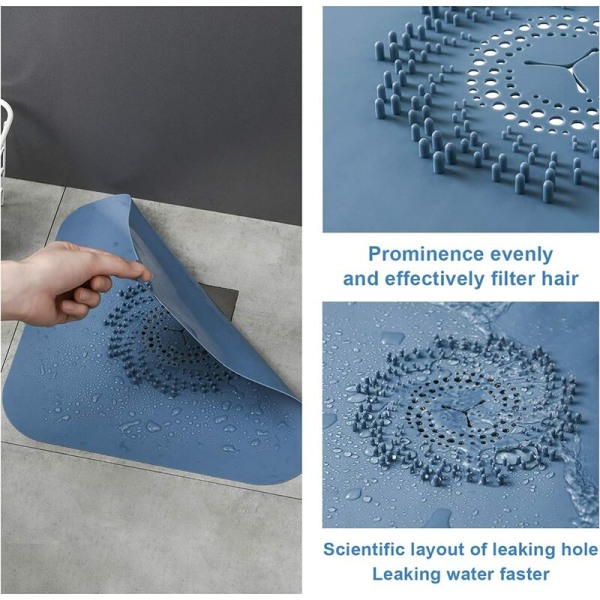 2st blått avlopp hår hårfilter silikon anti-tilltäppningsfilter badrumsgolvbrunnar