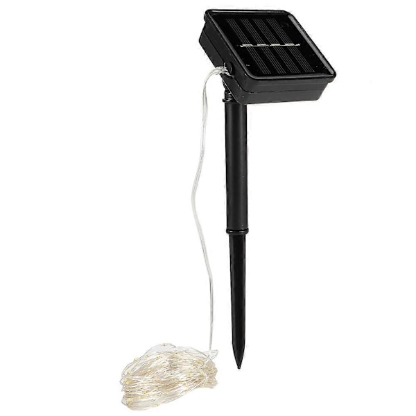Party-slingor med 8 funktioner, 10 m 100 LED solcellsdrivna koppar-LED-slingor, byggda för precision vitt ljus