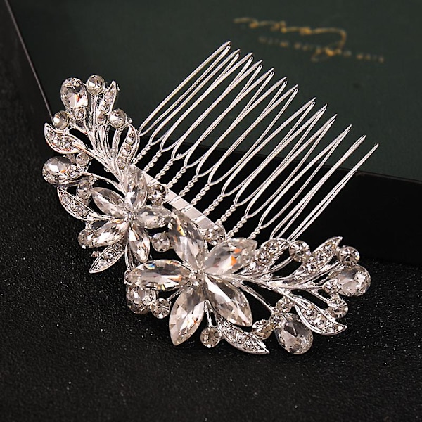 Rhinestone Hair Comb 10-tann Design Hår Side Kam Mote Skinnende legering Hårtilbehør for kvinner FS432